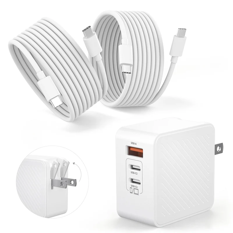 65W Foldable MacBook Charger Fast Charging Block &10FT MacBook Charger Cord