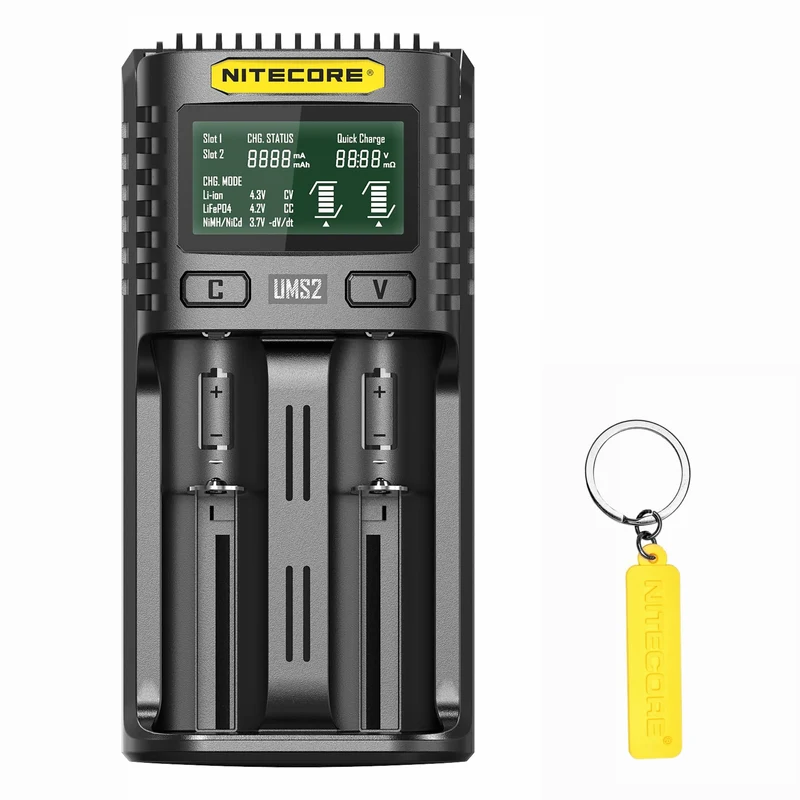 NITECORE UMS2 Intelligent QC DualSlot Quick Battery Charger for LiIon/IMR/LiFePO4/NiMH/NiCd 14500 16340 18350 18650 20700 21