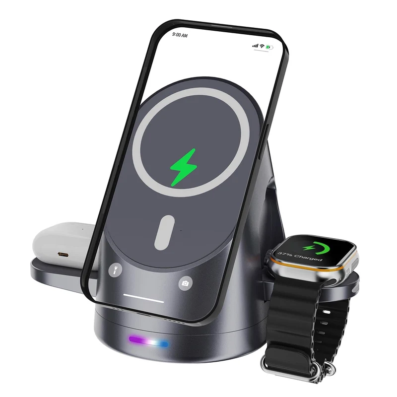 Magnetic 3 in 1 Wireless Charger for iPhone Series& AirPods& iWatch