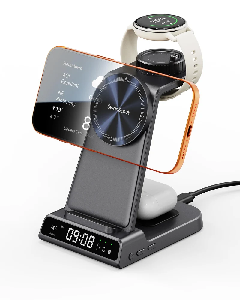 Charger for Garmin Watch, 3 in 1 Magnetic Charging Station for iPhone