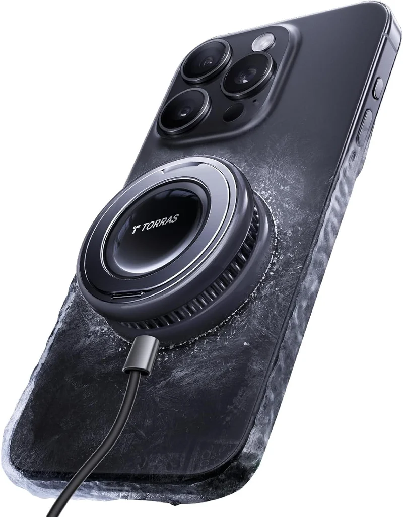 TORRAS PolarCircle Qi2 Wireless Charger, 15W Cooling Magnetic Pad for Samsung Galaxy S26, Wireless Charger for iPhone 17/16/15/1